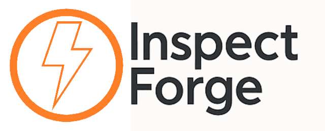 InspectForge Logo — full wordmark with lightning bolt icon