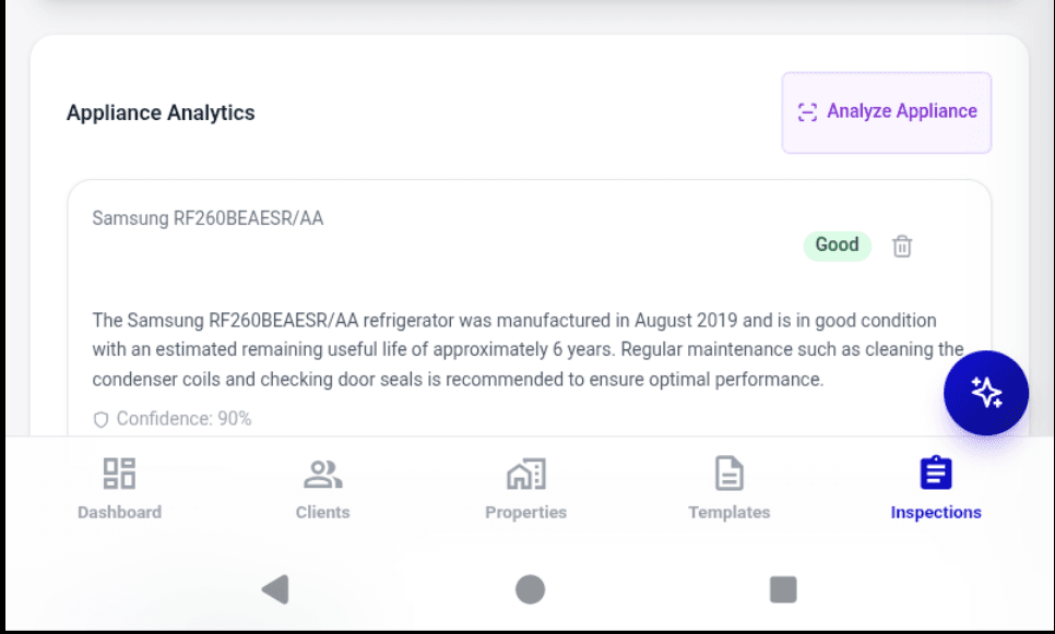AI Appliance Analytics — InspectForge screenshot