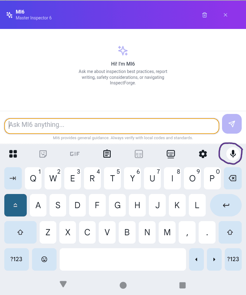 Voice-to-Text Inspection — InspectForge screenshot