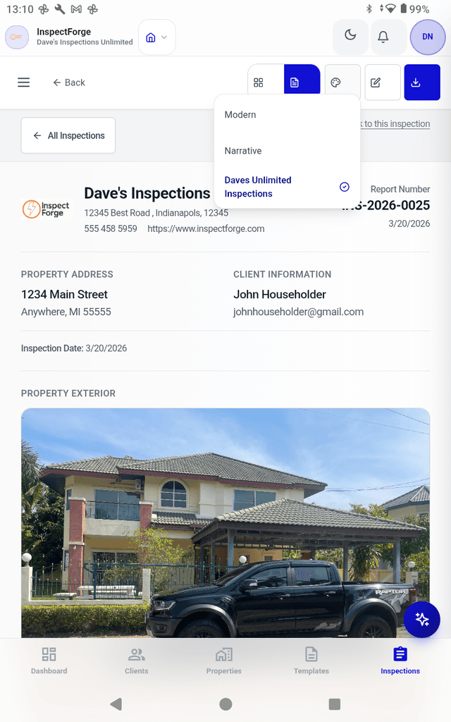 Professional Report Generator — InspectForge screenshot