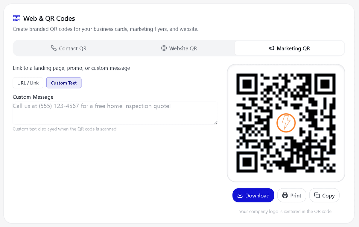 Marketing QR Code Generator — custom campaigns and promotional messages